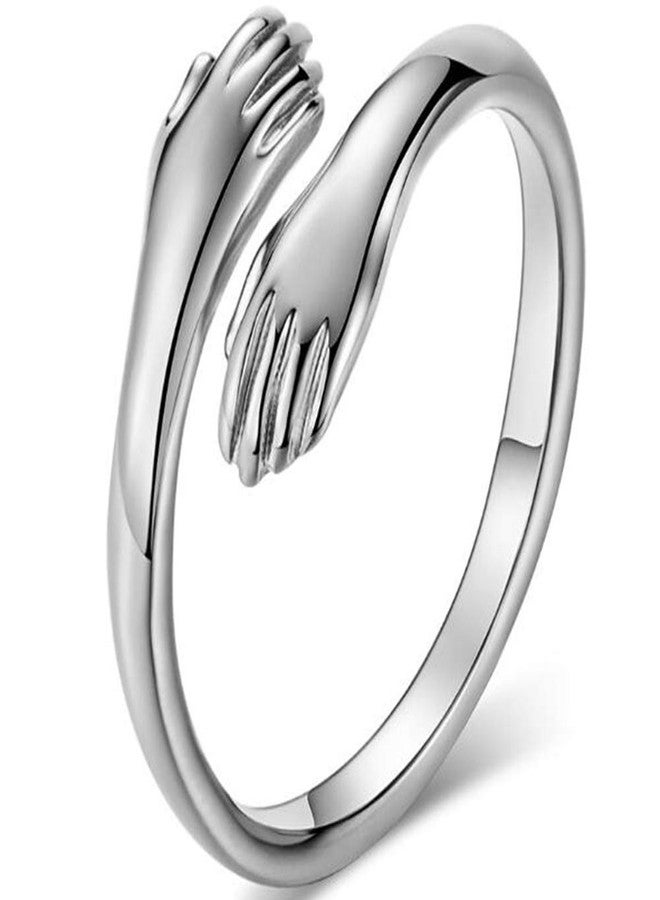 Jude Jewelers Stainless Steel Hand Style Hug Embrace Statement Promise Anniversary Ring, 10, Metal, Cubic Zirconia - Image 1