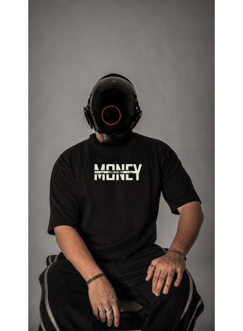 تي شيرت أوفرسايز بطبعة غرافيك Money Heist - أسود - Image 2