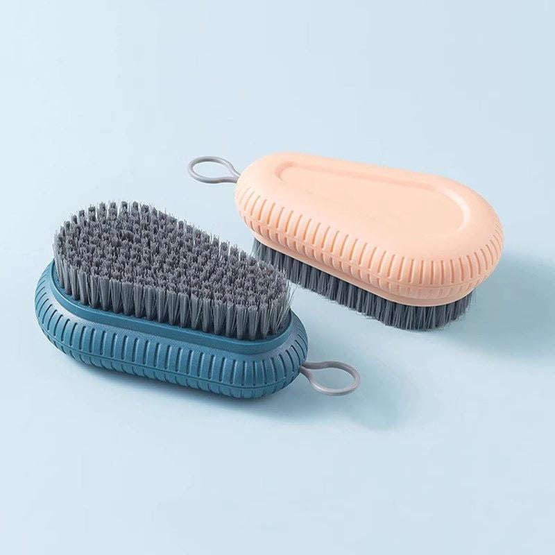 wolpin wolpin Acrylonitrile Butadiene Styrene 1 Pc Clothes Cleaning Brush Multipurpose Bathroom Cleaning Sink Brush, Shoe Brush (Blue/Pink) - Image 1