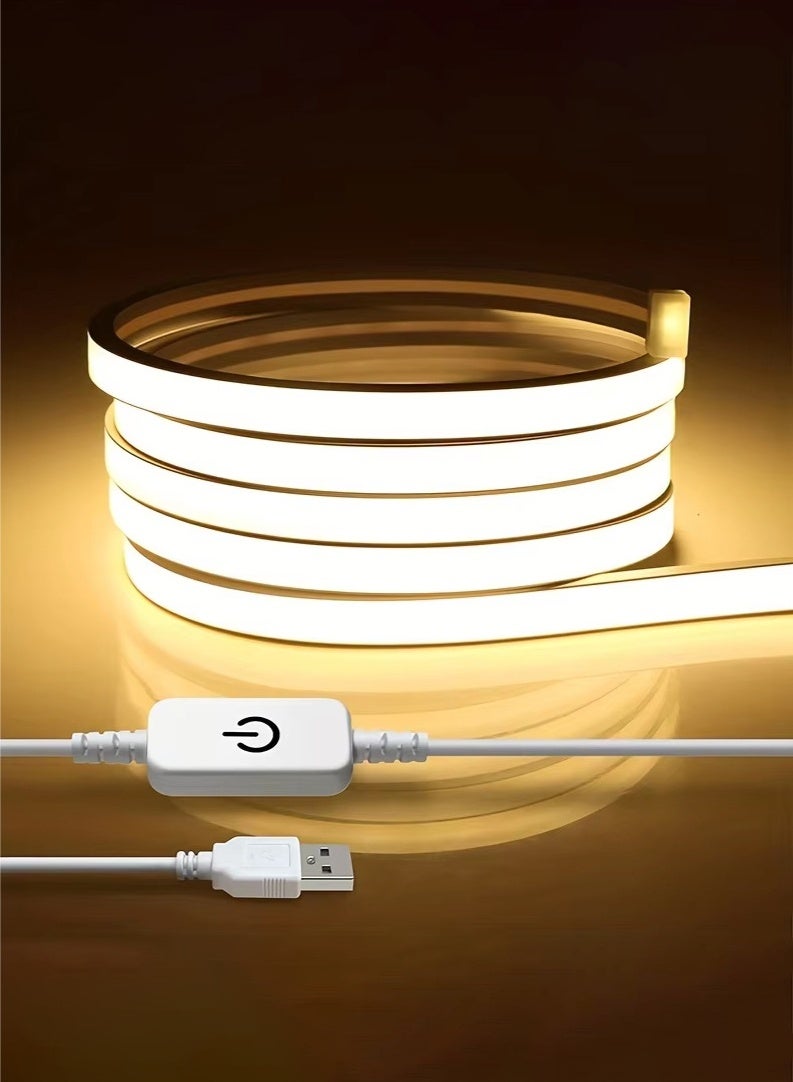 اوليو شريط إضاءة LED بطول مترين، يعمل بالـ USB - إضاءة خلفية دافئة بيضاء مرنة للتلفزيون، مقاوم للماء وفائق السطوع لإضاءة الخزانات، مناسب لغرف النوم والمطابخ والمرايا والديكور البحري وغيرها. - Image 5