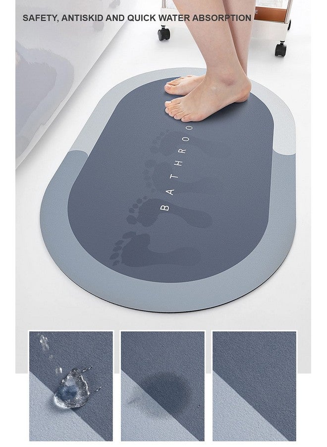 wolpin Microfiber Anti-Slip Bath Round Mat (40 X 60 Cm) Quick Water Absorbent Diatomite Door Mat Bathmat For Home, Kitchen, Haze Blue - Image 2