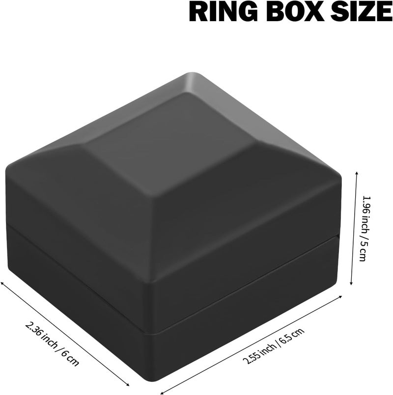 LETURE LED Ring Earring Box for Proposal, Wedding, Engagement， Luxury Jewelry Gift Box with LED Light, Jewellry Display Box (Black) - Image 4