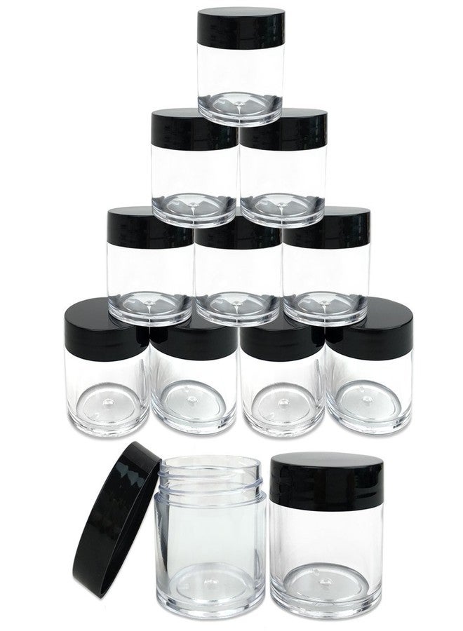 Beauticom 12 Piece 1 oz. USA Acrylic Round Clear Jars with Flat Top Lids for Creams, Lotions, Make Up, Cosmetics, Samples, Herbs, Ointments (12 Pieces Jars + Lids, BLACK) - Image 1