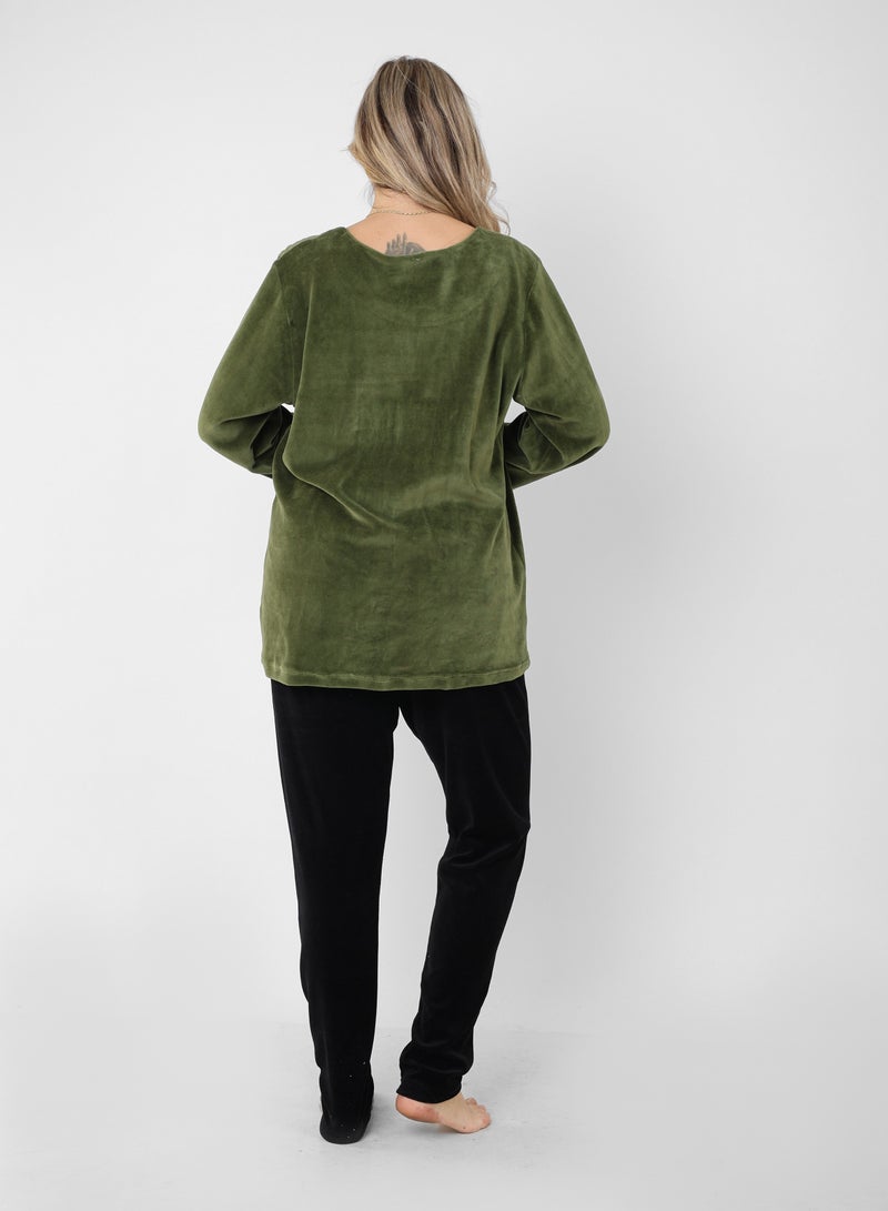zecotex  Elegance in Every Stitch – Velvet Pajamas with Exquisite Embroidery  - Image 5