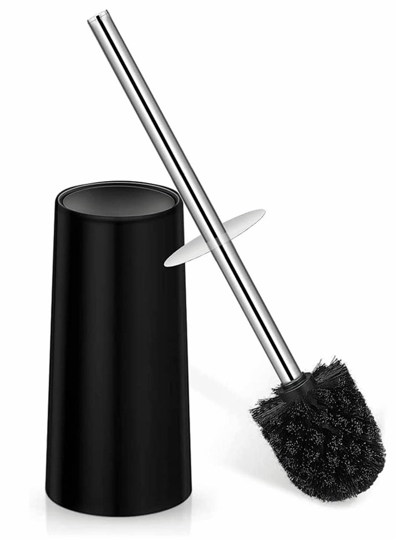KASTWAVE Toilet Brush and Holder, Toilet Bowl Brush Set with Stainless Steel Handle Durable Bristles for Deep Cleaning Compact Bathroom Brush Save Space Good Grip Anti-Drip (Black) - Image 1