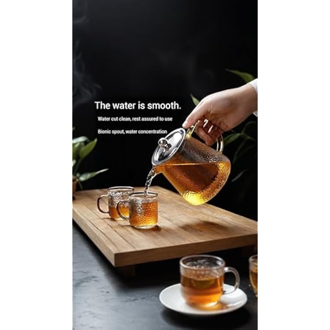 ريحني إبريق شاي زجاجي بوروسيليكات مع جهاز نفخ من الفولاذ المقاوم للصدأ قابل للإزالة لتفتح الموقد وتخمير آمن بحجم 650 مل من الشاي السائب - Image 4