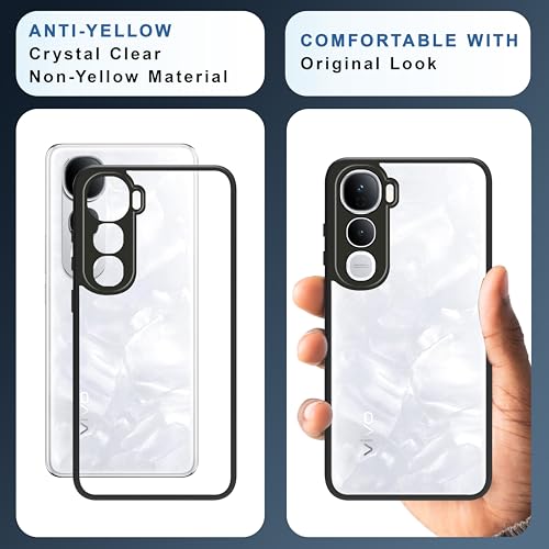 CEDO Backcover for Vivo Y400 Pro (5G) | Camera Protection Bump Shockproof Edge | Ultra Hybrid Transparent Acrylic Clear TPU+PC Hard Backcase Cover (Black) - Image 5