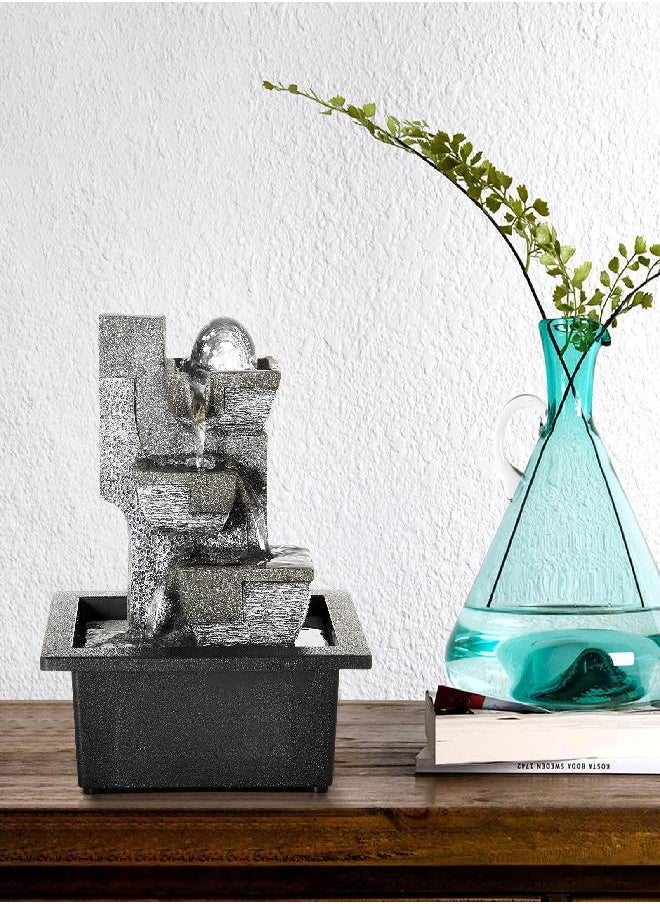 Dyna-Living - Dyna-Living Water Fountains Indoor Tabletop Fountain with LED Lights Relaxation Waterfall Fountain Indoor Water Fountains for Home Decor - Image 1