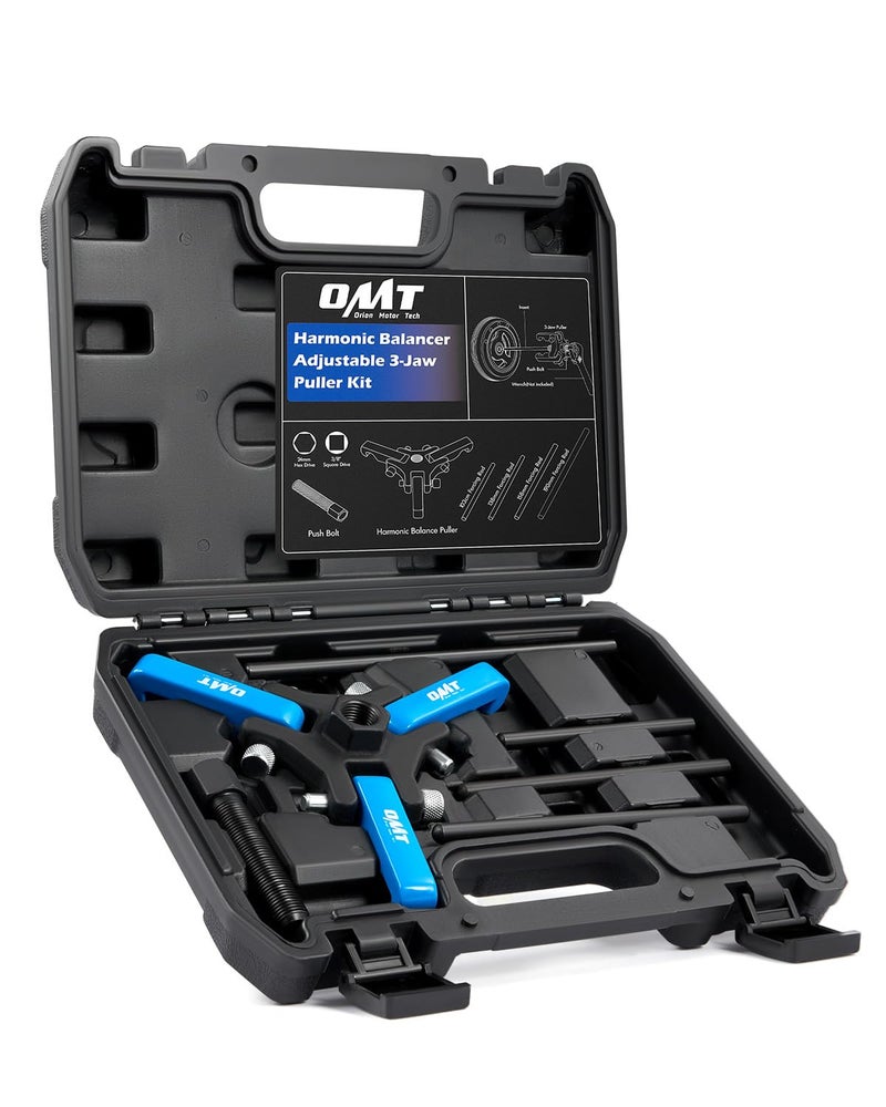 Orion Motor Tech Harmonic Balancer Puller Kit Adjustable 3Jaw Puller Set for Removing Harmonic Dampers Balancers 3Jaw Pulley Puller Set Compatible with Chevy GM Chrysler Cadillac Ford More Blue