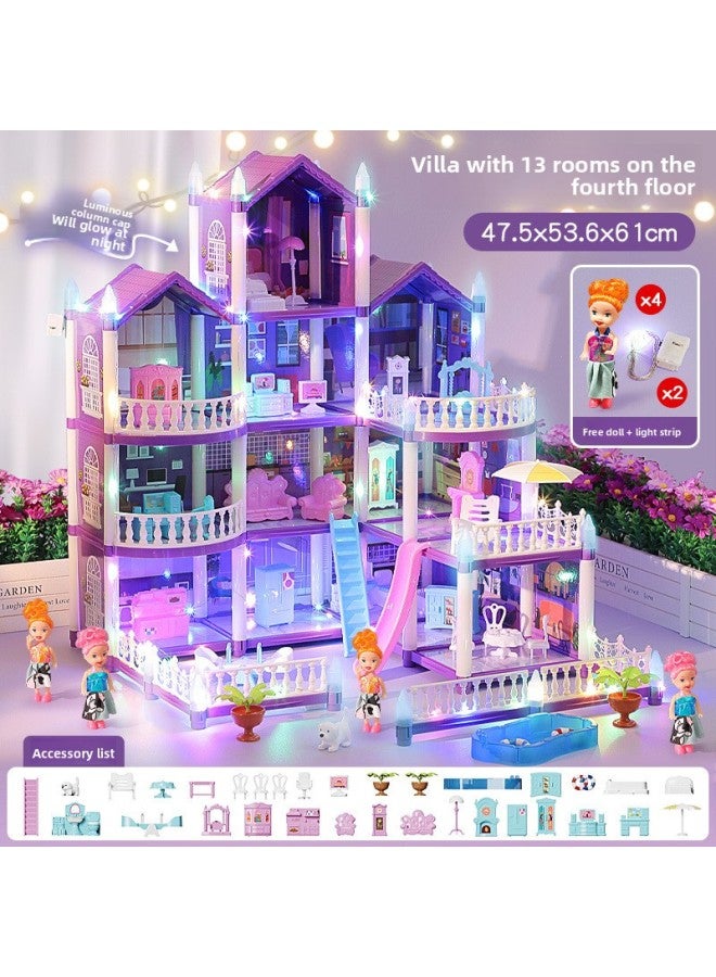 لعبة تجميع منزل الفتاة DIY منزل مصنوع يدويًا منزل قلعة الأميرة قصر بيت الدمية