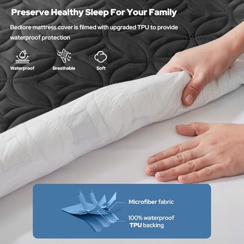 BEDLORE Waterproof Mattress Protector Twin XL Size Mattress Pad with Deep Pocket 615 Depth Soft Breathable DirtProof Bed Mattress Cover for Bedroom College Dorm Black - Image 3
