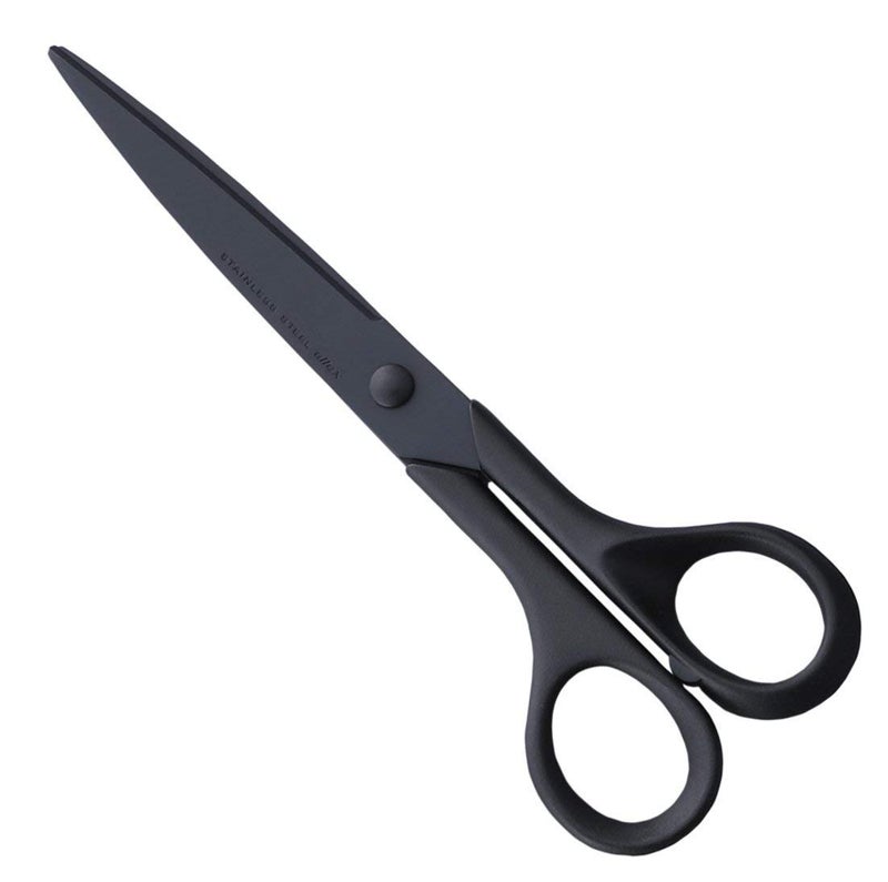 ALLEX Black Scissors All Purpose Sharp Japanese Stainless Steel Blade NonSticking Fluorine Coating Blade for Adhesive Tape Made in JAPAN