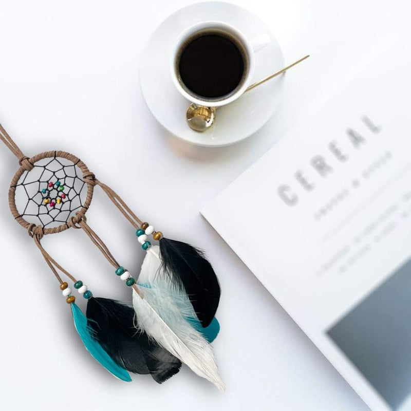 Awlee Dream Catcher for car Rearview Mirror Hanging Decor Handmade Indian Wooden Beads Nature Feather Small Car Charms Pendant Accessories - Image 2