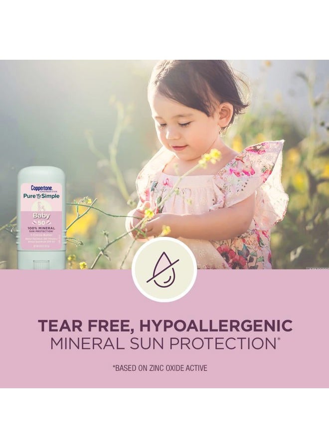 Coppertone WaterBabies Baby Sunscreen Spray SPF 50 (6 Oz) + Pure and Simple Baby Mineral Sunscreen Stick SPF 50 with Zinc Oxide, Tear Free (0.49 Oz) Hypoallergenic and Oxybenzone Free - Image 3