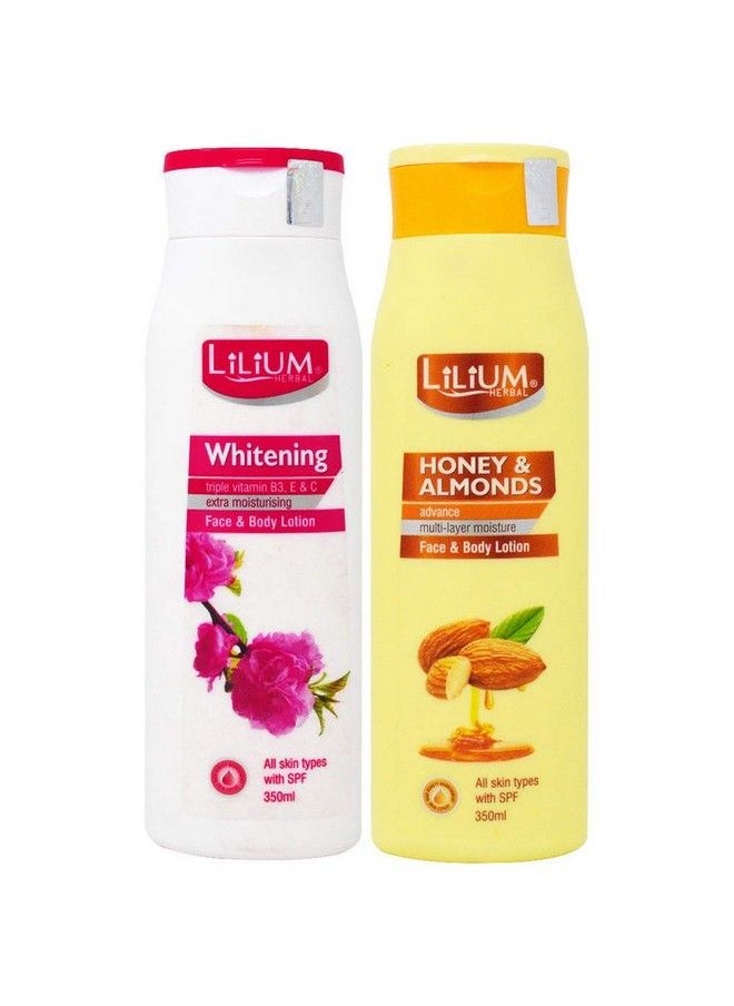 Lilium Herbal Honey & Almonds With Whitening Face & Body Lotion 350Ml Each Pack Of 2  - Image 1