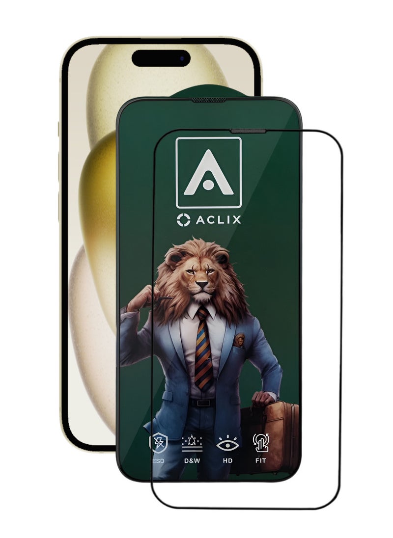 ACLIX Antistatic ESD Dustproof Premium Quality High Definition Tempered Glass Screen Protector Designed For  iPhone 15 - Image 1