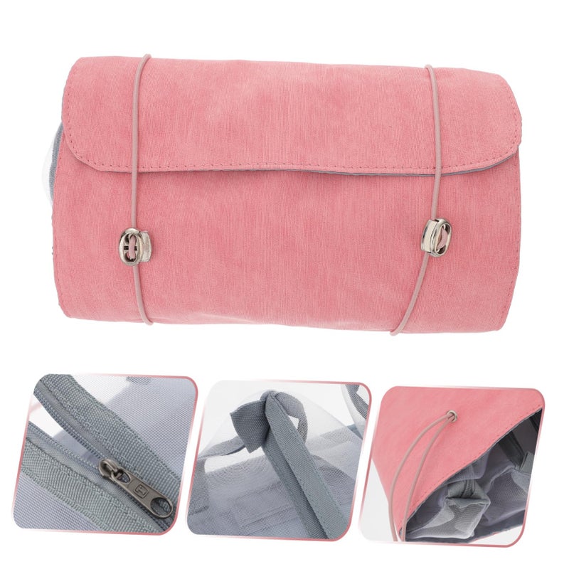 Large Capacity Pink Detachable Roll Up Makeup Bag Set Of 3 Travel Cosmetic Organizer For Toiletries Business Trips Gym Home - Image 3