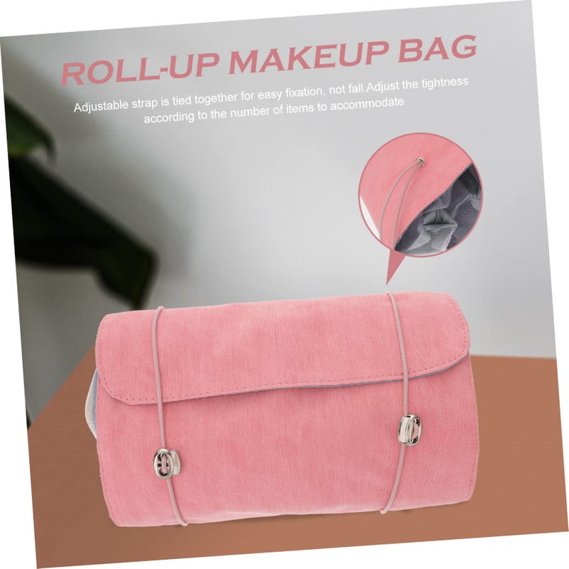 Large Capacity Pink Detachable Roll Up Makeup Bag Set Of 3 Travel Cosmetic Organizer For Toiletries Business Trips Gym Home - Image 5