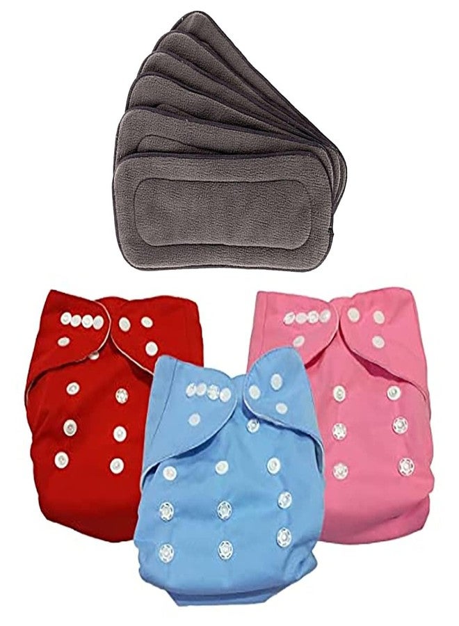 Kritiu Adjustable Reusable Washable Cloth Diaper With Insert Pad for Baby Girls & Boys | Eco-Friendly & Soft | One-Size Fits All | Ideal for Newborns to Toddlers | Multicolour, Set of 6 - Image 1