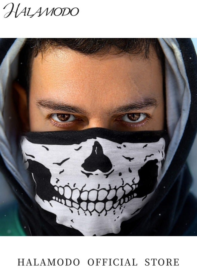 HALAMODO Skull Pattern Face Mask Headband Motorcycle Headwear Multi-Functional Scarf Neck Warmer Dust-Proof Mask Winter Outdoor Sports Face Mask - Image 4