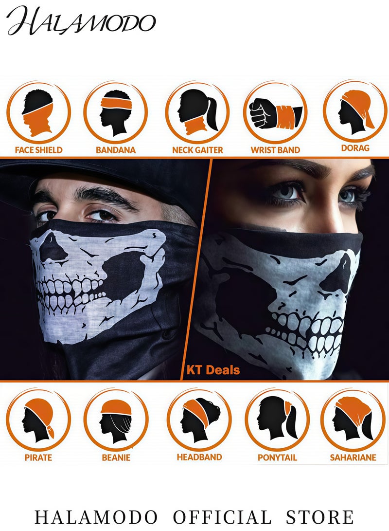 HALAMODO Skull Pattern Face Mask Headband Motorcycle Headwear Multi-Functional Scarf Neck Warmer Dust-Proof Mask Winter Outdoor Sports Face Mask - Image 3