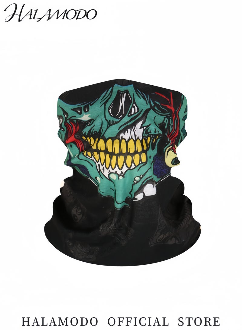 HALAMODO Skull Pattern Face Mask Headband Motorcycle Headwear Multi-Functional Scarf Neck Warmer Dust-Proof Mask Winter Outdoor Sports Face Mask - Image 5