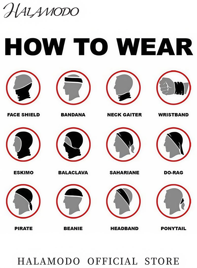 HALAMODO Skull Pattern Face Mask Headband Motorcycle Headwear Multi-Functional Scarf Neck Warmer Dust-Proof Mask Winter Outdoor Sports Face Mask - Image 2