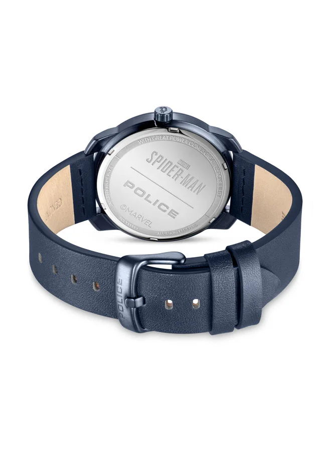 POLICE Men's Superhero Edition Men's 44mm Watch with Grey Dial & Blue Leather Strap