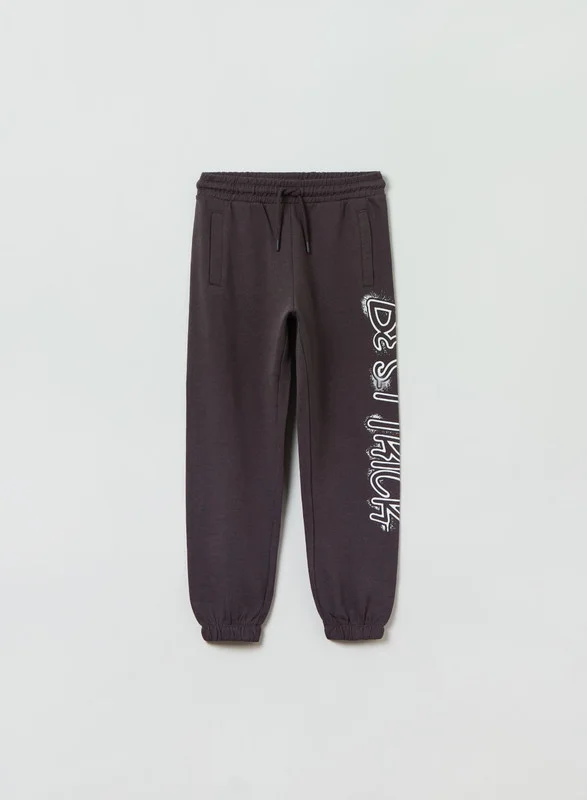 Ovs Fleece joggers with drawstring and print
