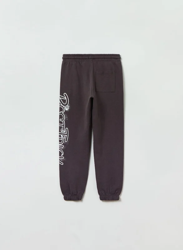 Ovs Fleece joggers with drawstring and print