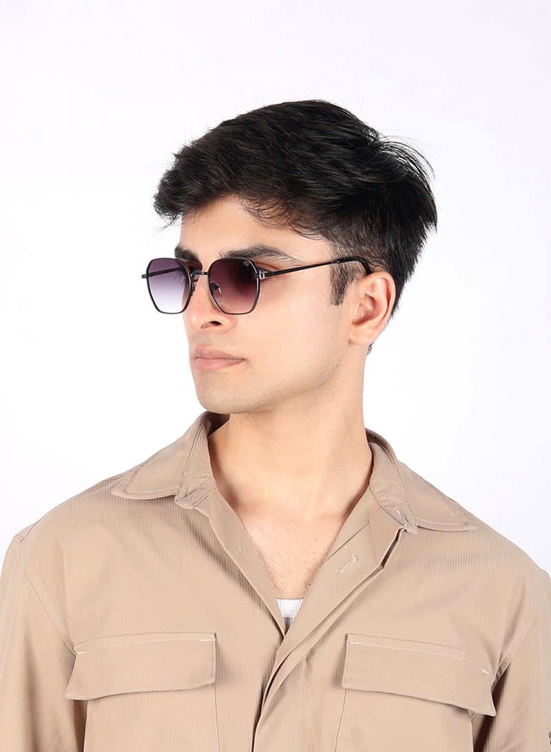 UV- Protected  Black Hexagonal Sunglasses