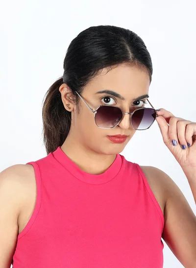 ووجلز نظارة شمسية سداسية سوداء بحماية من الأشعة فوق البنفسجية