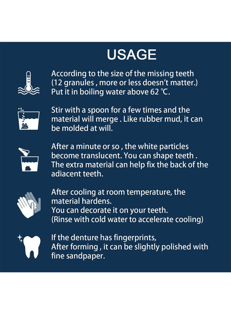 EELHOE طقم أسنان مؤقت مع 4 أدوات أسنان، مجموعة سهلة الاستخدام لاستبدال الأسنان القابلة للتشكيل لإصلاح الأسنان، إصلاح الأسنان المكسورة 30 مل - Image 5