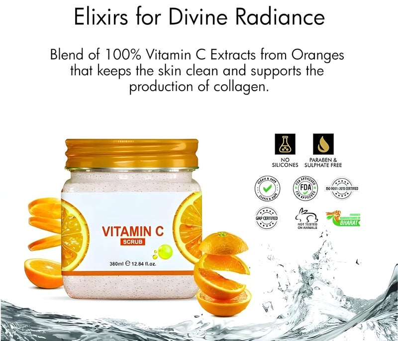 Generic VGSE Vitamin C Facial Scrub for men and womenSkin Brightening Formula 380ml with Orange ExtractNatural ingredients  - Image 5
