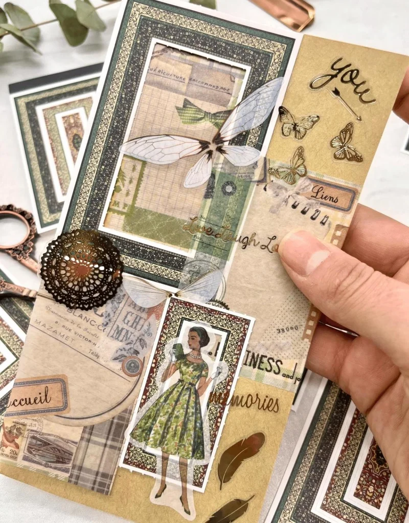 Kağıt Gemi Dükkan 30 Sheets Baroque Window Series Green Color Notebook Sticker / Bullet Journal / Notebook Decoration / Scrapbook