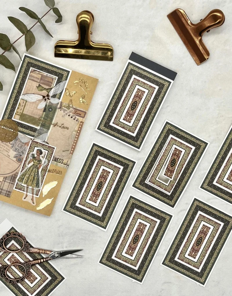 Kağıt Gemi Dükkan 30 Sheets Baroque Window Series Green Color Notebook Sticker / Bullet Journal / Notebook Decoration / Scrapbook