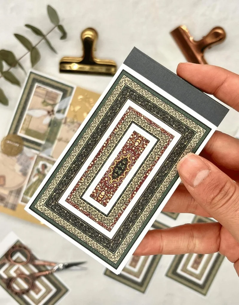 Kağıt Gemi Dükkan 30 Sheets Baroque Window Series Green Color Notebook Sticker / Bullet Journal / Notebook Decoration / Scrapbook