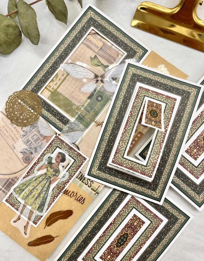 Kağıt Gemi Dükkan 30 Sheets Baroque Window Series Green Color Notebook Sticker / Bullet Journal / Notebook Decoration / Scrapbook