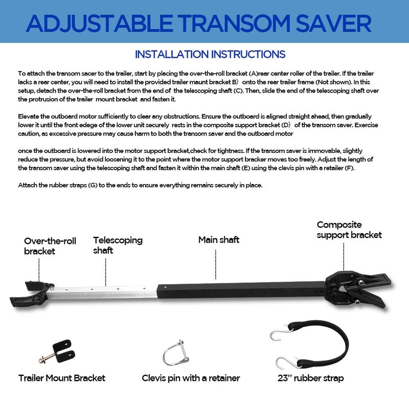 Sebnux Boat Transom Saver Adjustable Shock Absorbing Boat Transom Saver with Composite Head Ideal for Holds Engine, Roller and Trailer Mounts - Image 5