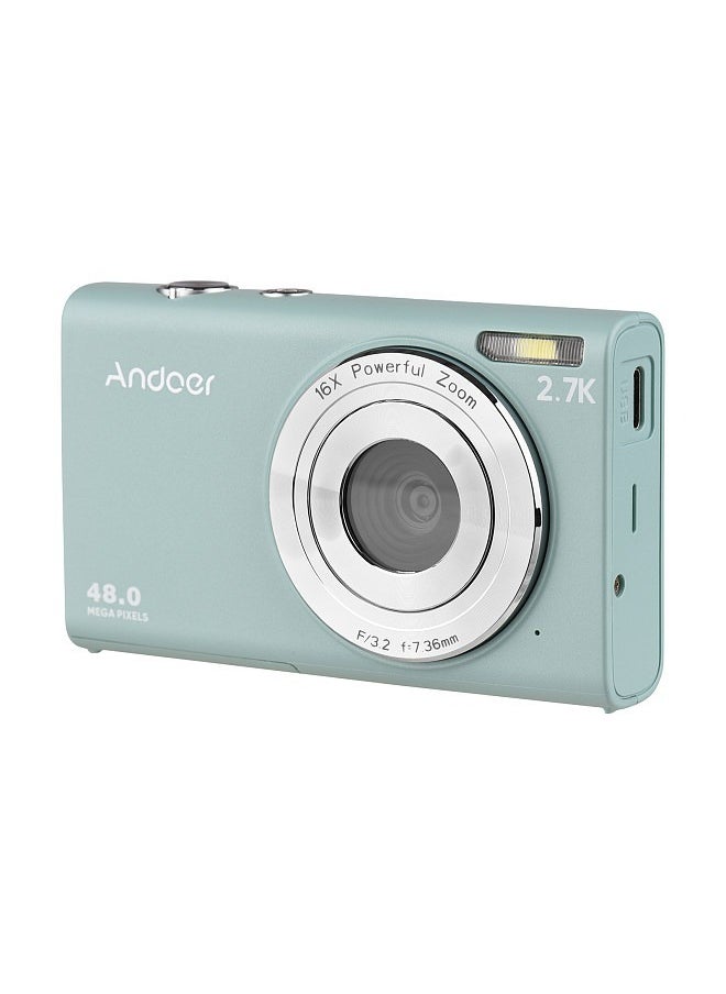 Andoer Compact 4K Digital Camera Video Camcorder 50MP 2.88Inch IPS Screen Auto Focus 16X Zoom Anti-shake Face Detact Smile Capture Built-in Flash Wrist Strap for Kids Teens