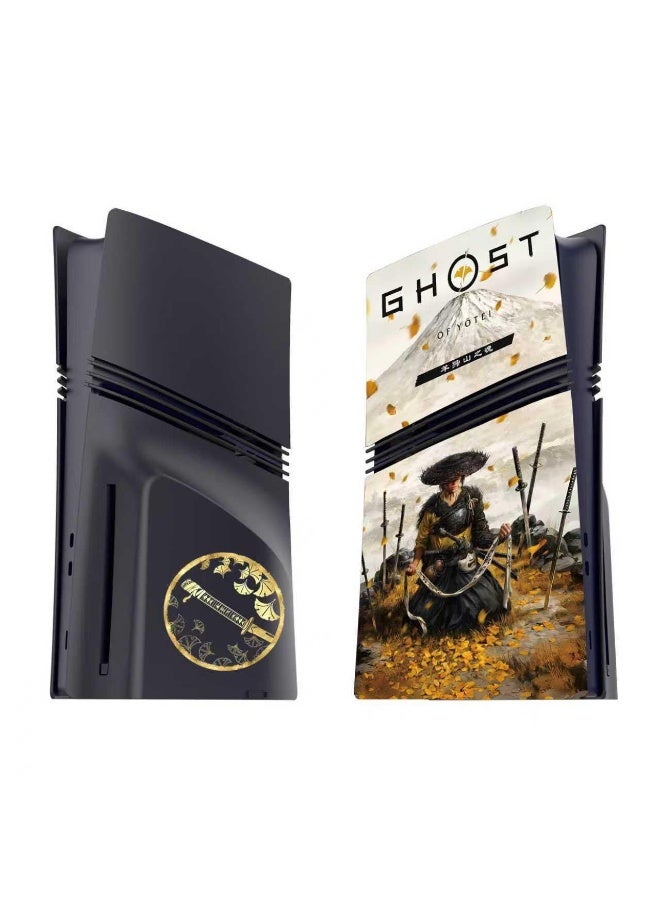 غطاء لوحة الوجه Ghost of Yotei المتوافق مع PlayStation 5، ذهبي-أسود، بولي كربونات، تشطيب مطفي (PRO DIGITAL) - Image 1