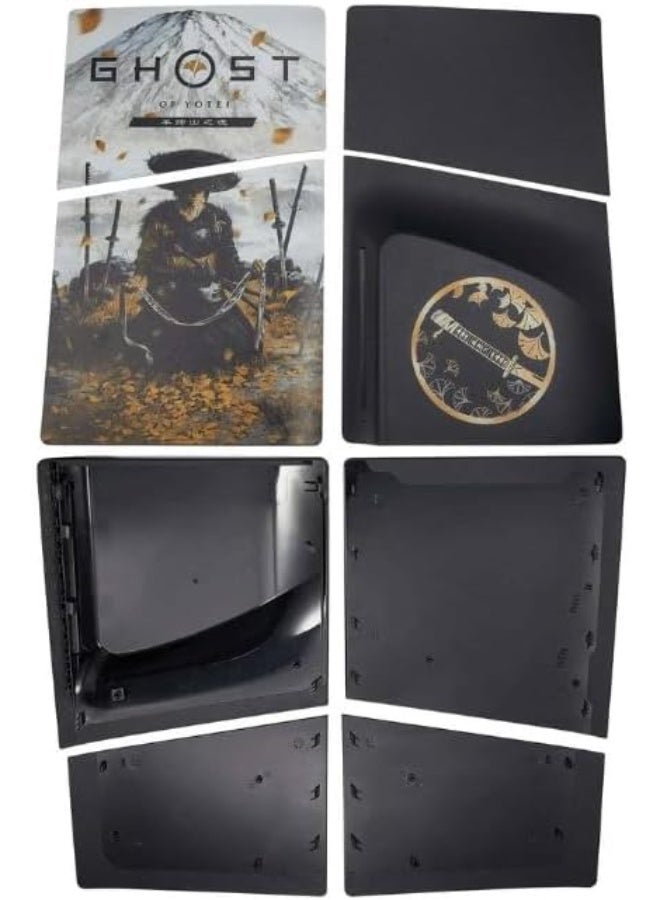 غطاء لوحة الوجه Ghost of Yotei المتوافق مع PlayStation 5، ذهبي-أسود، بولي كربونات، تشطيب مطفي (PRO DIGITAL) - Image 3
