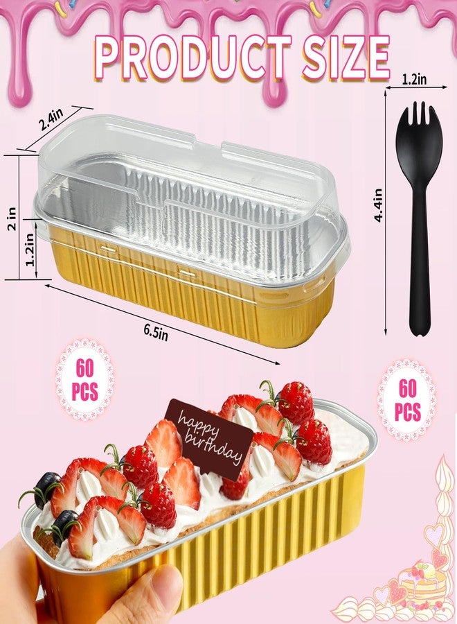 إف إف إن آي يو مجموعة FFNIU المكونة من 120 قطعة من قوالب الخبز الصغيرة مع أغطية وملاعق، وقوالب خبز من رقائق الألومنيوم، وقوالب كيك مستطيلة صغيرة، وأكواب خبز براوني لحفلات النزهات (ذهبي) - Image 3