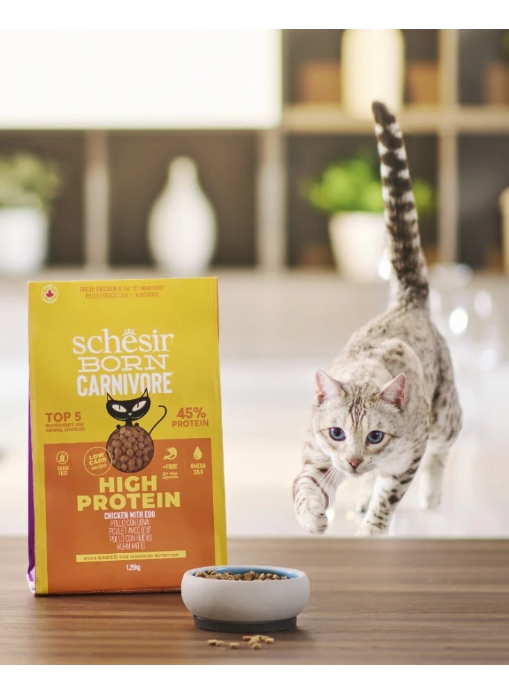 Schesir Born Carnivore Grain Free Oven Baked Dry Cat Chicken & Egg 1.25kg - Image 2