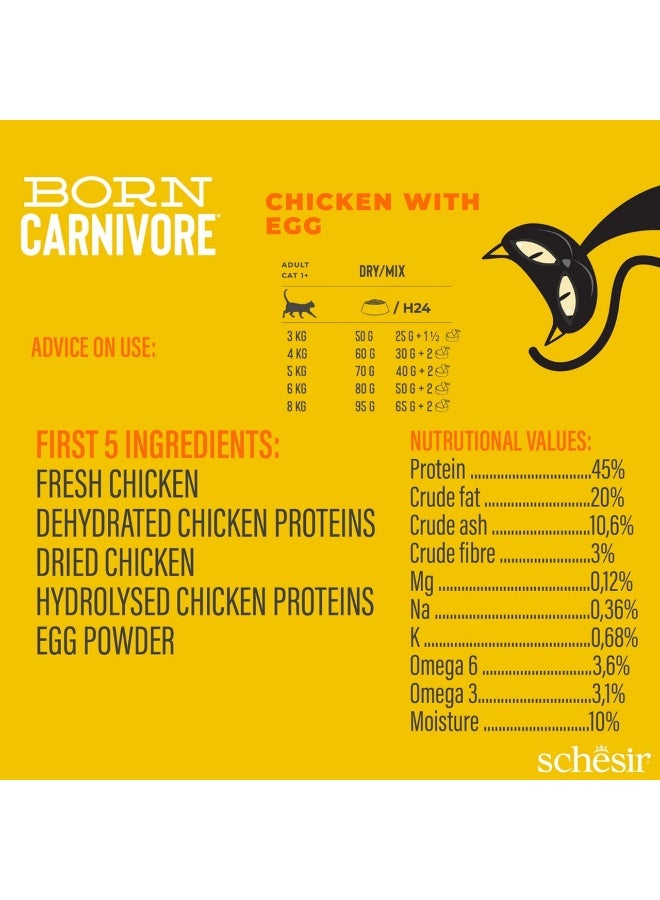 Schesir Born Carnivore Grain Free Oven Baked Dry Cat Chicken & Egg 1.25kg - Image 5