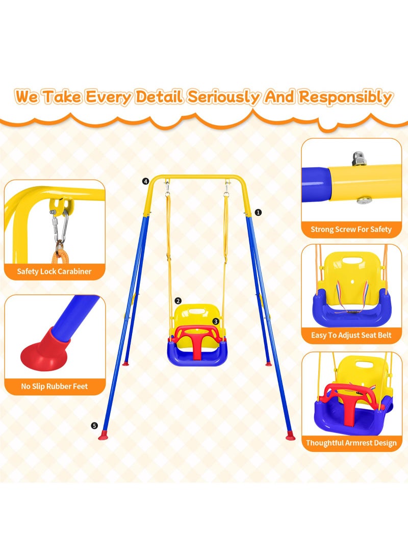 ULHYC - 3-in-1 Swing Set Baby Jumper and Bouncer for Toddlers,Baby Swing Suitable for Indoor and Outdoor Play,Comes with Foldable Metal Stand for Convenient Storage - Image 1