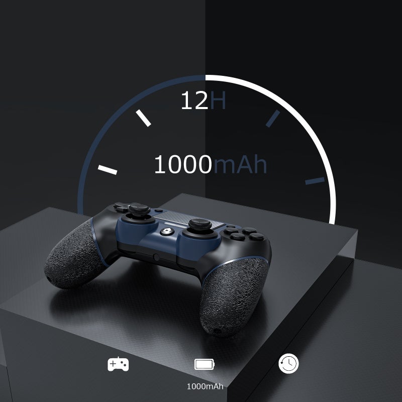 For cross-border private model P4 upgraded game controller wireless Bluetooth with back programming button burst dual motors Black blue-054 - Image 4