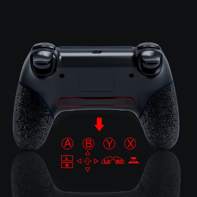For cross-border private model P4 upgraded game controller wireless Bluetooth with back programming button burst dual motors Black blue-054 - Image 5