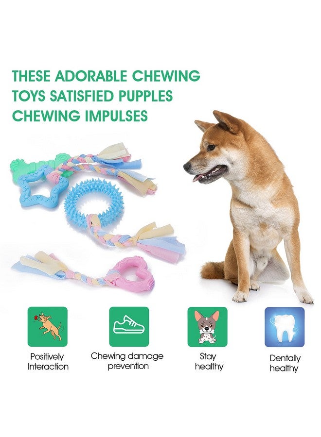 COBEE Puppy Teething Chew Toys, 4 Pcs Puppy Toys With Interactive Cotton Ropes For Teething Small Dogs, Rubber Puppy Chew Toys Cute Small Dog Toys For Dogs Oral Teeth Soothe Itching Puppy Chew Toys - Image 3