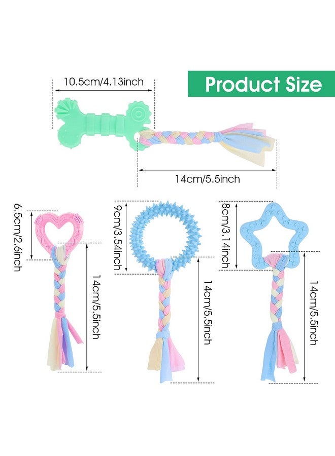 COBEE Puppy Teething Chew Toys, 4 Pcs Puppy Toys With Interactive Cotton Ropes For Teething Small Dogs, Rubber Puppy Chew Toys Cute Small Dog Toys For Dogs Oral Teeth Soothe Itching Puppy Chew Toys - Image 4